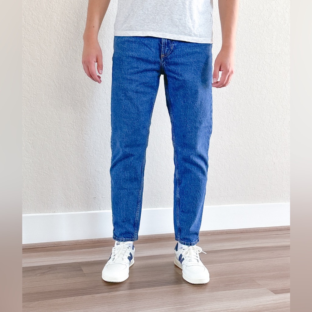 Straight Jeans 90s Blue Denim (Cropped Style)